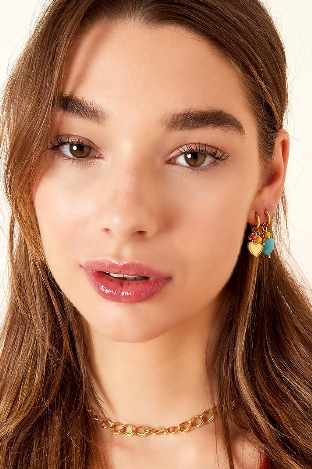 Dangling heart earrings Gold Color Stainless Steel h5Picture2